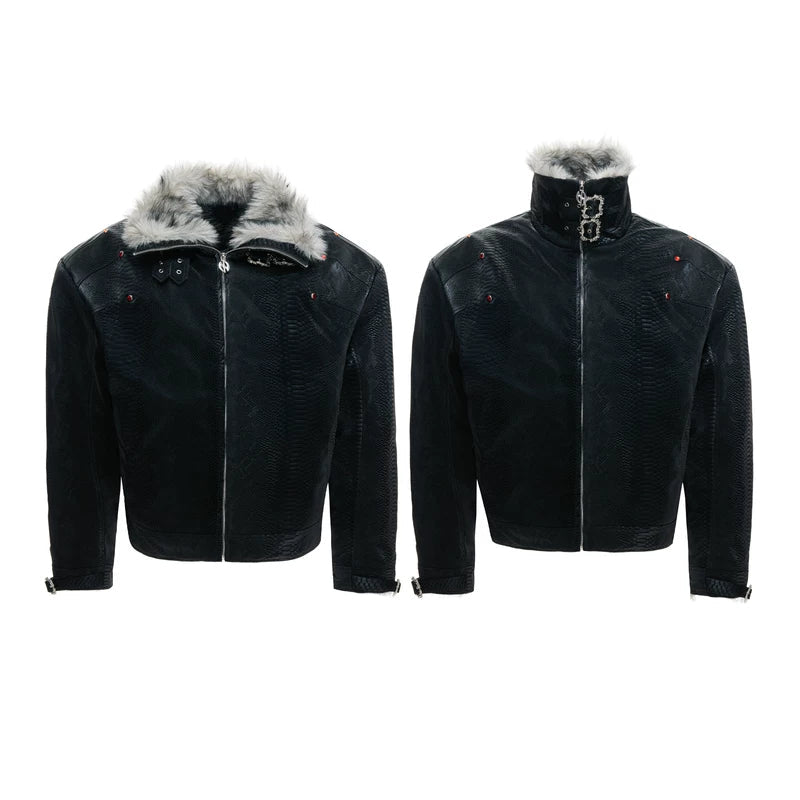 Faux Fur Python Pattern Down Jacket – The Korean Fashion