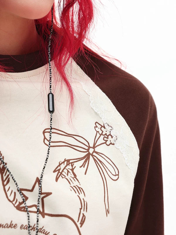 Raglan Long Sleeve Horse Print Turtleneck 5