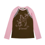 6186085802708,6186085802709,6186085802710, Raglan Long Sleeve Horse Print Turtleneck