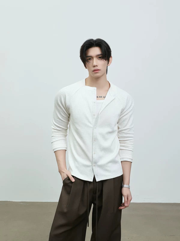 Raglan Sleeve Ribbed Knit Cardigan 2