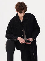 Raw Denim Button-Up Jacket and Pants Set 5