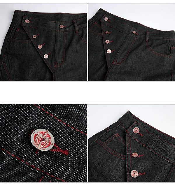 Raw Denim Flared Pants with Side Vents 5