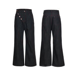 6024022320626,6024022320627,6024022320628,6024022320629, Raw Denim Flared Pants with Side Vents