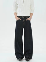Raw Denim Wide Leg Button Fly Pants 2