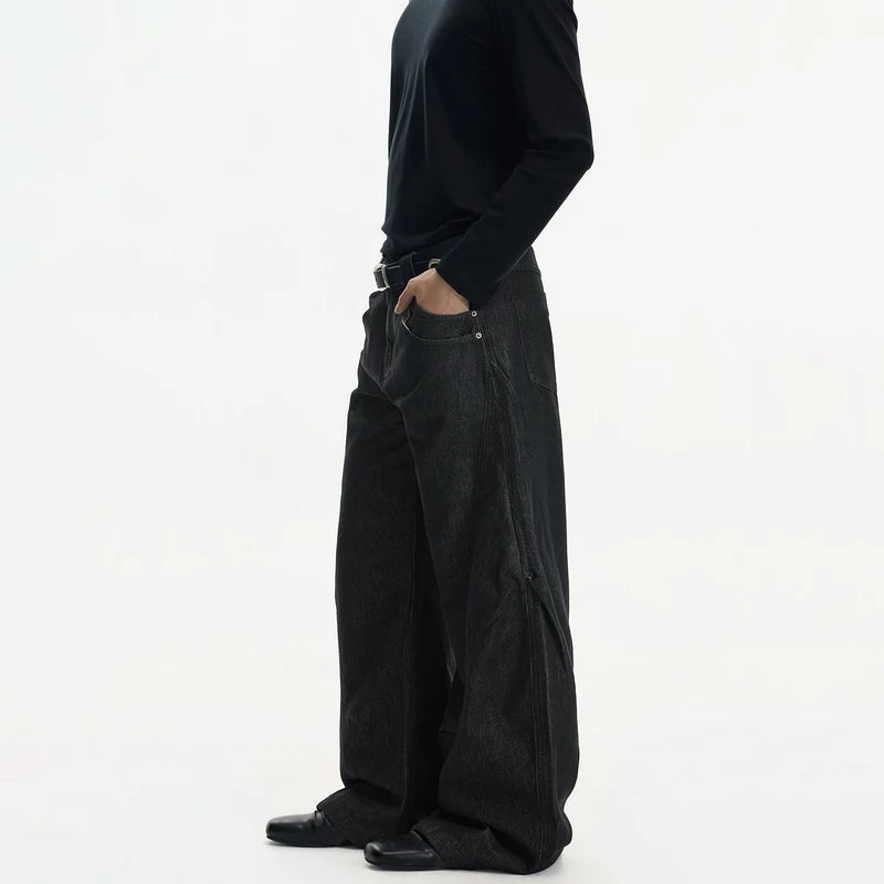 Raw Denim Wide Leg Jeans Pants 4