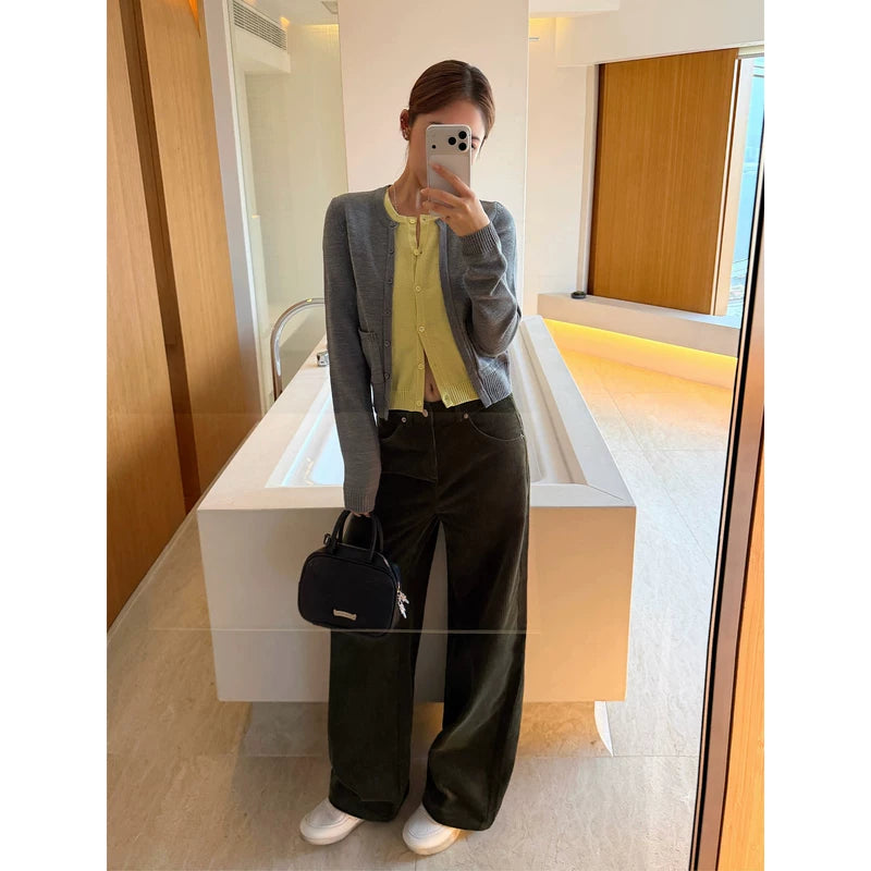 Relaxed Corduroy Wide-Leg Casual Pants 3