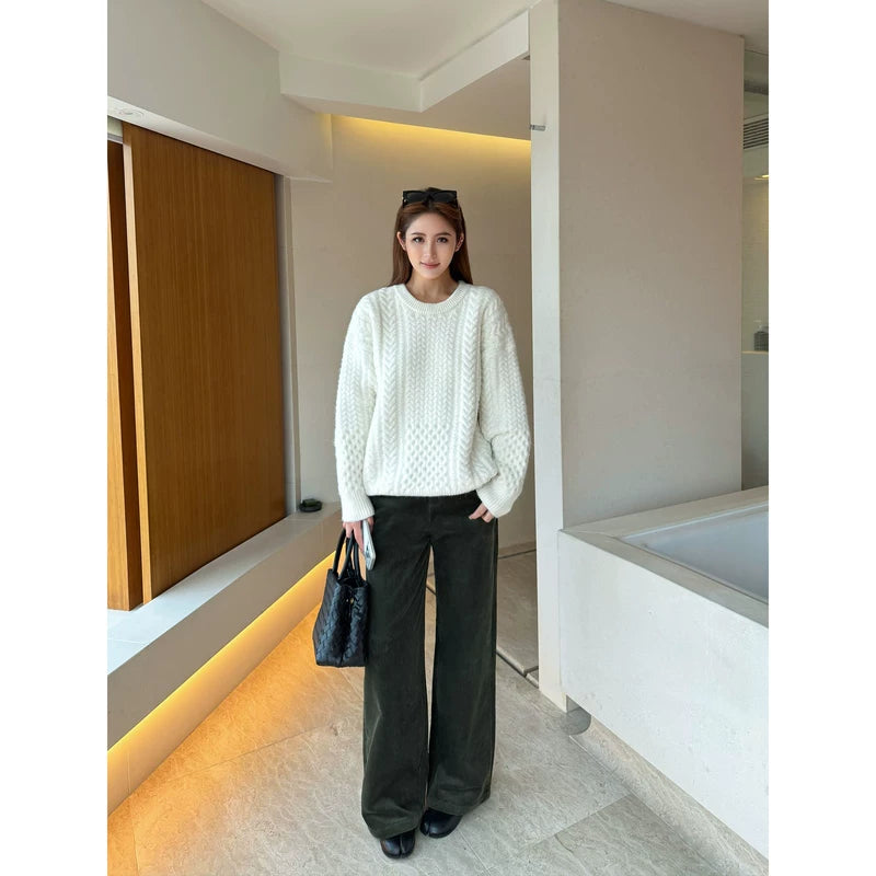 Relaxed Corduroy Wide-Leg Casual Pants 4