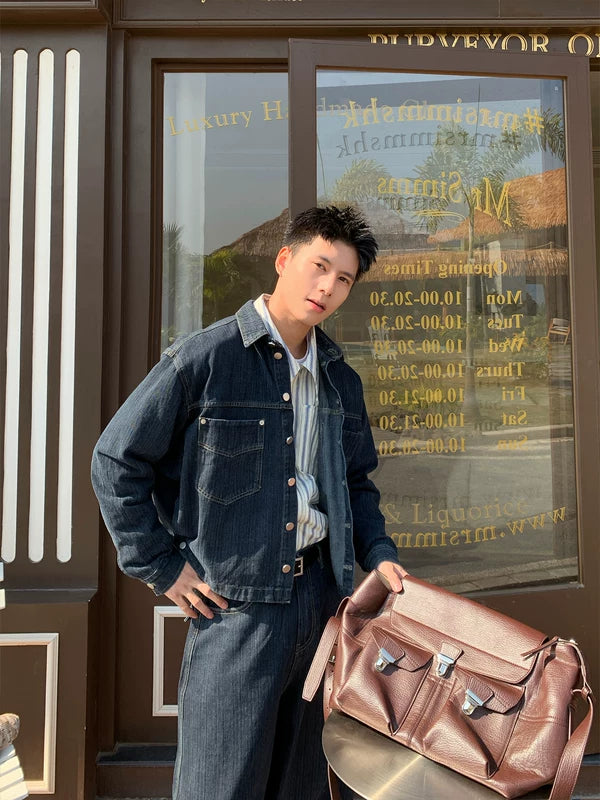 Relaxed Fit Denim Jacket and Pants Set 5