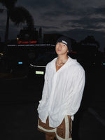 Relaxed Hooded Hollow-Out Long Sleeve Shirt 5