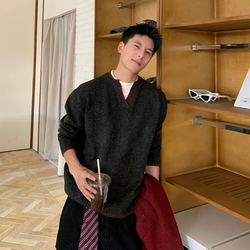 6017563072436,6017563072437,6017563072438, Relaxed Knit Pullover Sweater Top