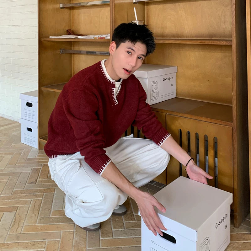 6017563072442,6017563072443,6017563072444, Relaxed Knit Pullover Sweater Top