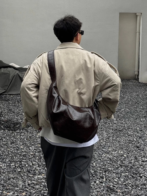 ,6031183420911, Relaxed Leather Retro Underarm Tote Bag