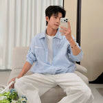 6044949376835,6044949376836,6044949376837,6044949376838, Relaxed Long Sleeve Button Down Shirt