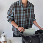 6208053598210,6208053598211,6208053598212,6208053598213,6208053598214, Relaxed Plaid Long Sleeve Casual Shirt