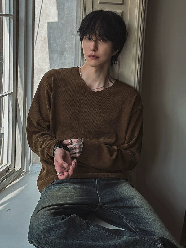 Relaxed Ribbed Long-Sleeve Pullover Top 4