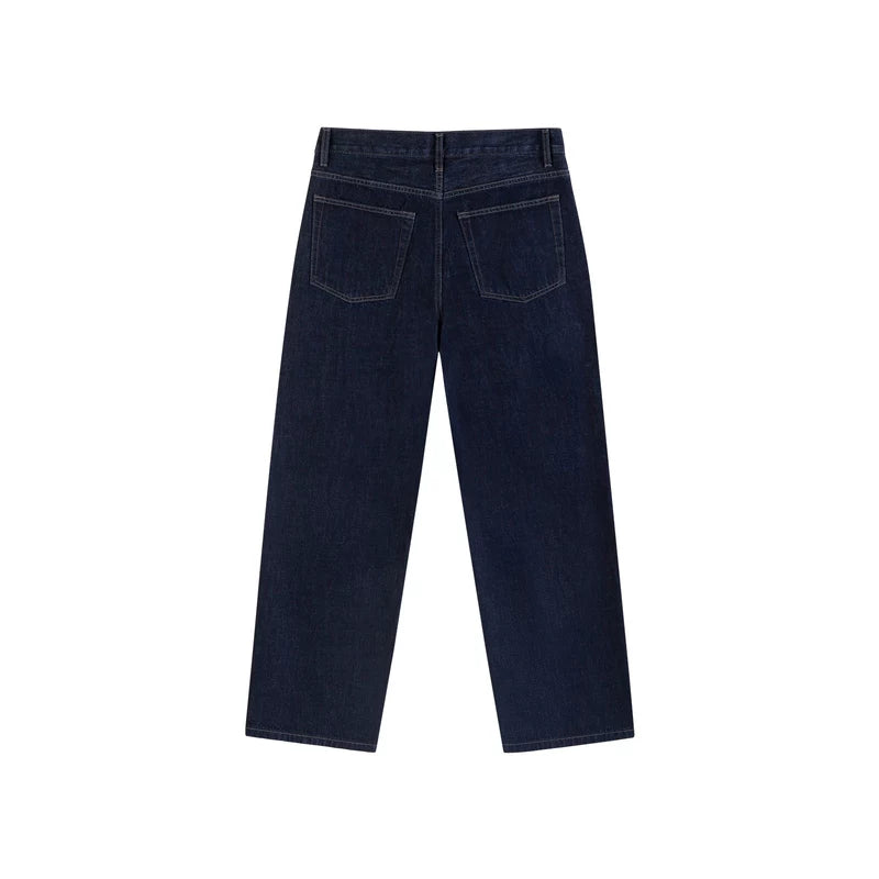 Relaxed Straight Leg Raw Denim Pants 2