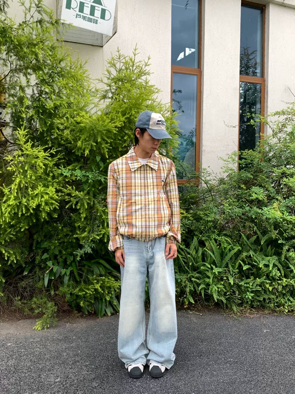 Relaxed Wide Leg Distressed Denim Pants 2