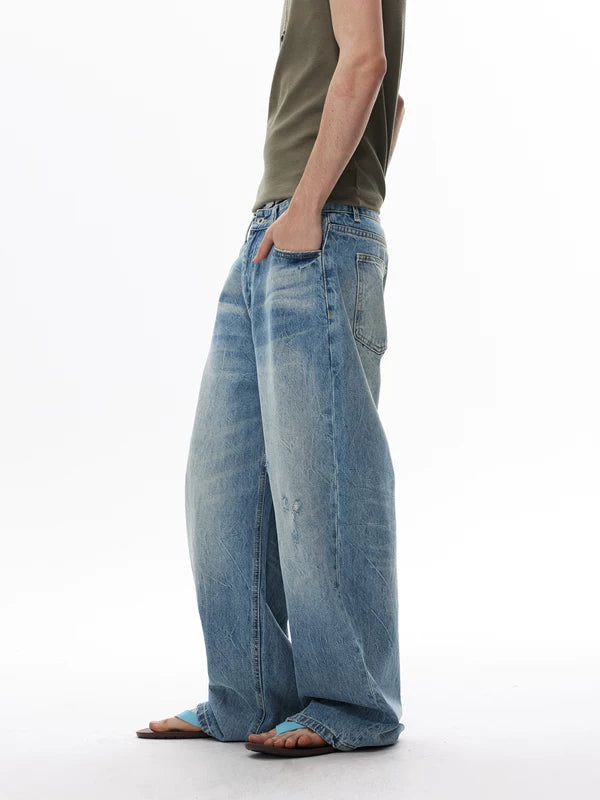 Relaxed Wide-Leg Distressed Jeans Pants 5