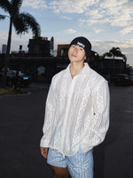 Resort Style Long Sleeve Hollow Out Shirt 1