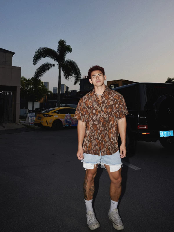 Retro Abstract Print Loose Short-Sleeve Shirt 2