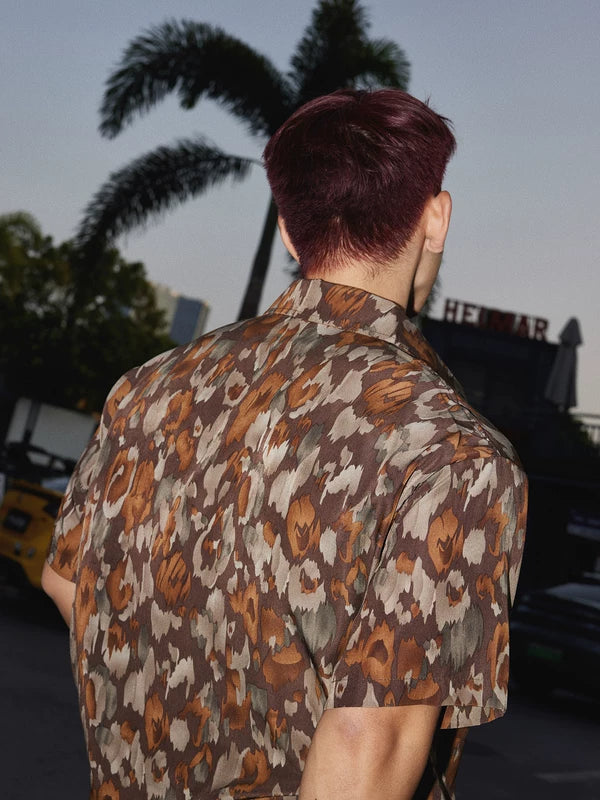 Retro Abstract Print Loose Short-Sleeve Shirt 4