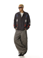 Retro Argyle Knit Button-Up Cardigan Sweater 4