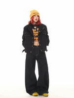 Retro Asymmetrical Collar Raw Denim Jacket 5