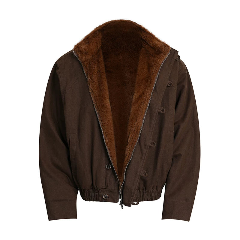 Retro Button-Down Faux Fur Flight Jacket 5