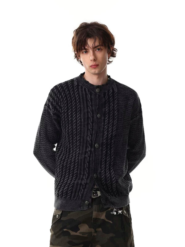 Retro Cable Knit Button Cardigan Sweater 2