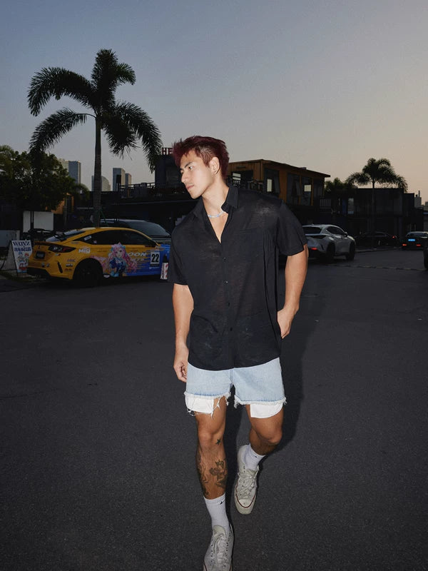 Retro Casual Short-Sleeve Button-Up Shirt 2