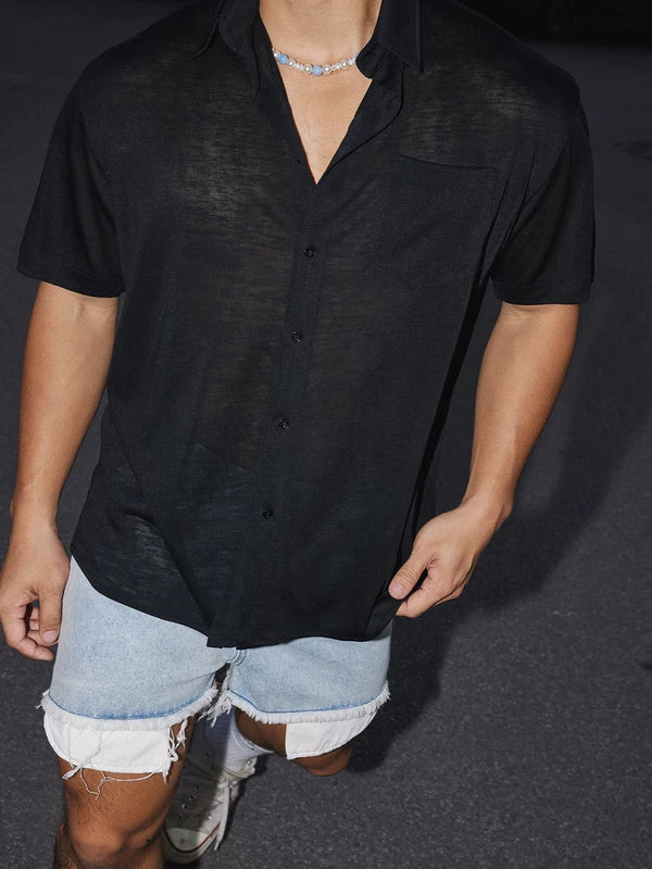 Retro Casual Short-Sleeve Button-Up Shirt 4