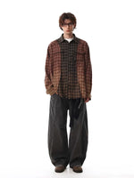 Retro Colorblock Plaid Loose Fit Shirt 5