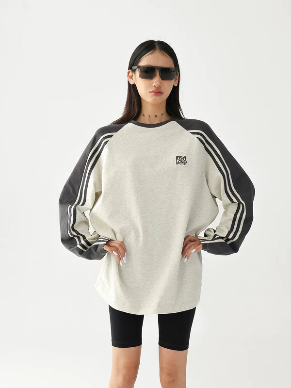 alt_id_5785326647, Retro Colorblock Three-Stripe Raglan Long-Sleeve Top