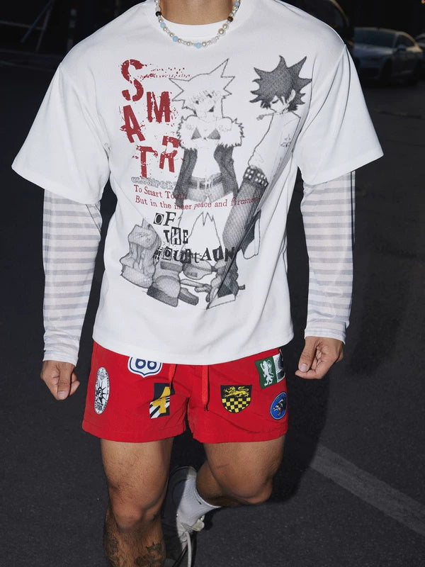 Retro Comic Graphic Faux Layered Pullover 4