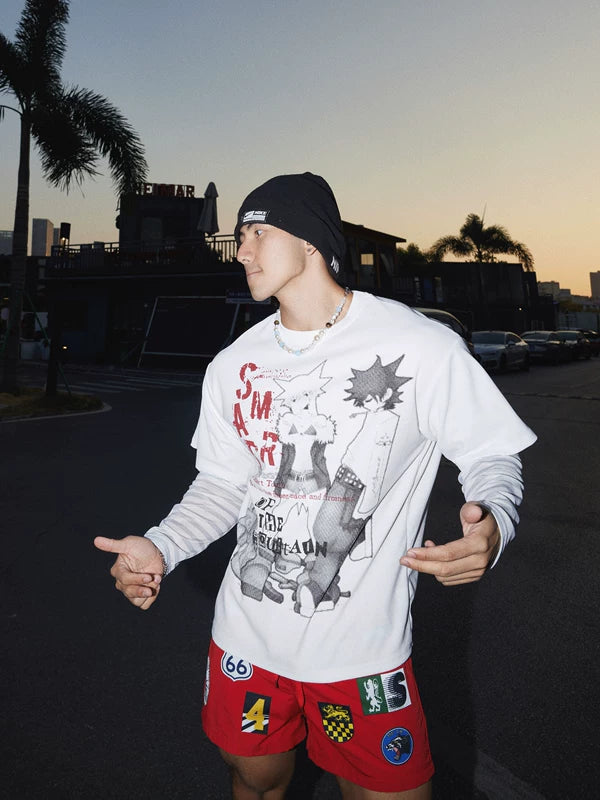 Retro Comic Graphic Faux Layered Pullover 5