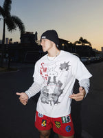 Retro Comic Graphic Faux Layered Pullover 5