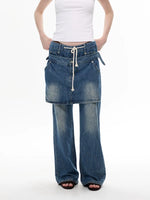 Retro Denim Skirt Overlay Jeans Pants 2