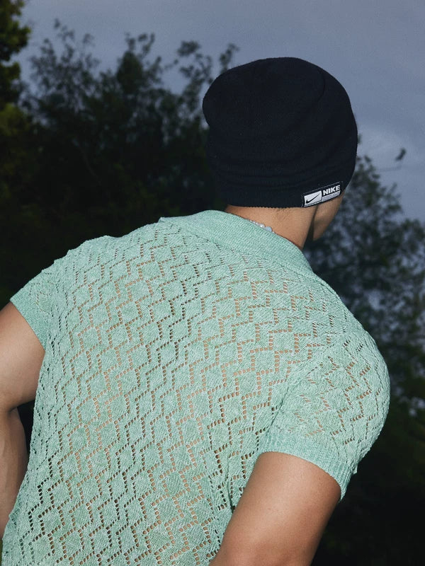 Retro Diamond Plaid Knit Button Sweater 4