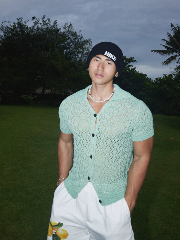 Retro Diamond Plaid Knit Button Sweater 5