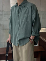 Retro Distressed Washed Long-Sleeve Casual Shirt 3