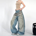 Retro Distressed Wide Leg Denim Pants 2