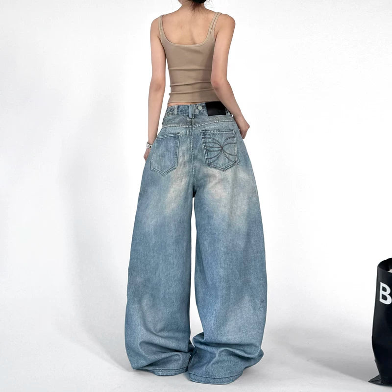 Retro Distressed Wide Leg Denim Pants 3