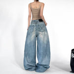 Retro Distressed Wide Leg Denim Pants 3