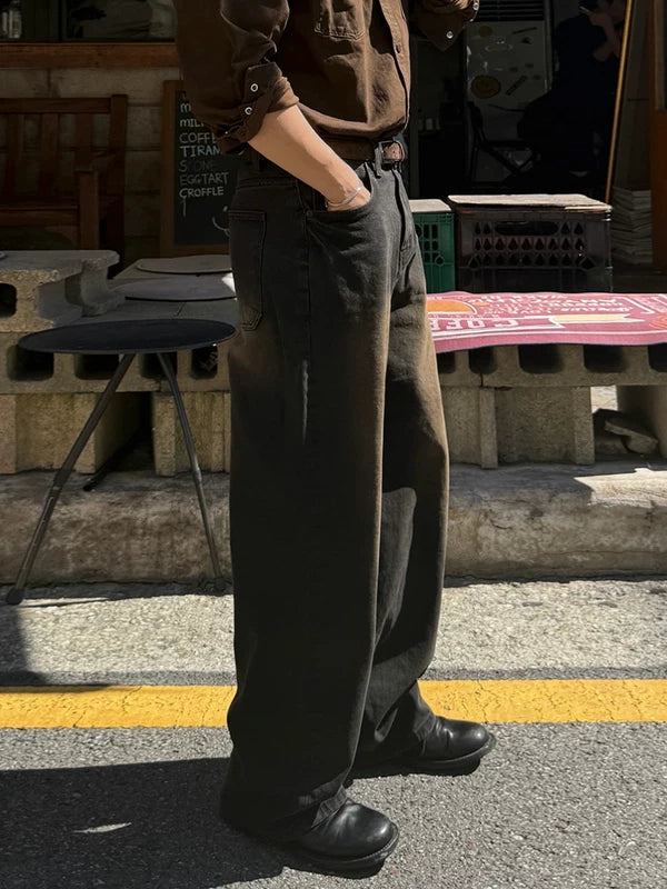 Retro Distressed Wide-Leg Jeans Pants 3