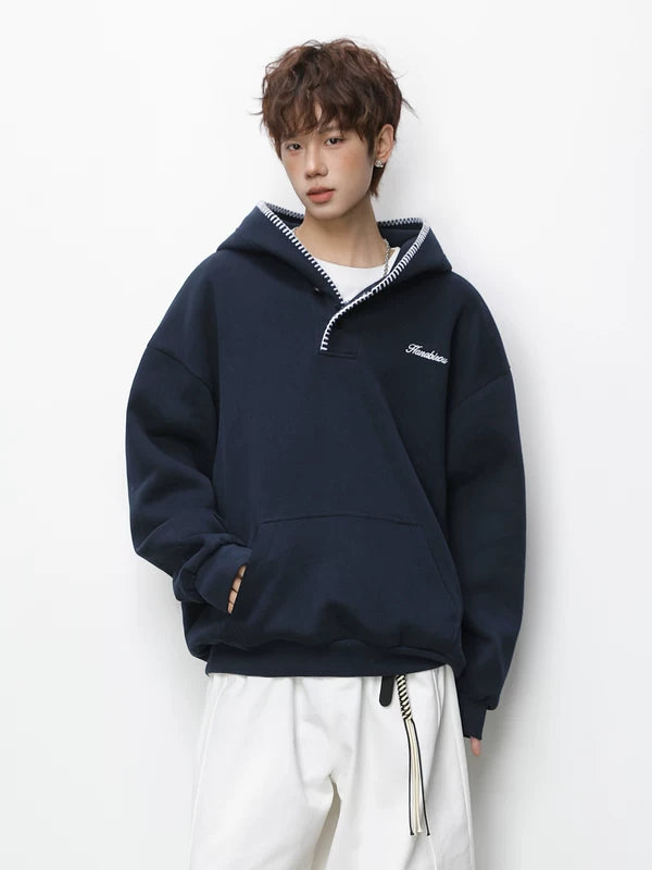 Retro Embroidered Loose Fit Hooded Sweatshirt 4