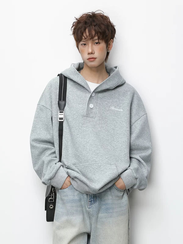 Retro Embroidered Loose Fit Hooded Sweatshirt 5