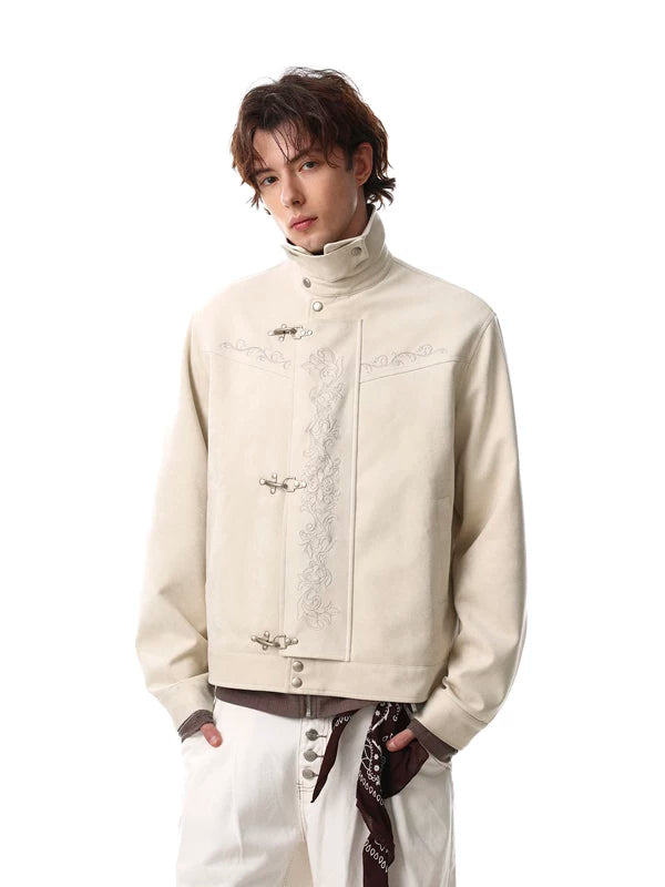 Retro Embroidered Toggle Button Lapel Jacket 3