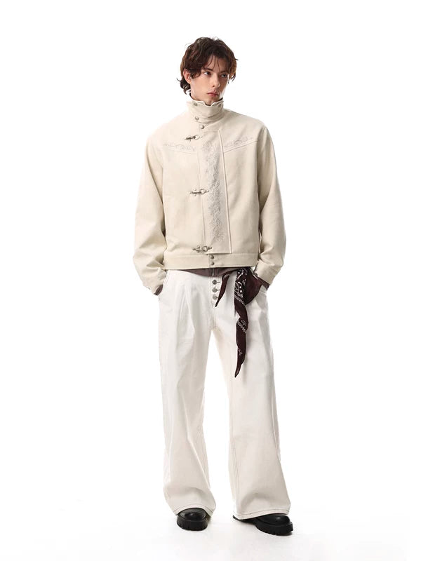 Retro Embroidered Toggle Button Lapel Jacket 5