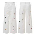 Embroidered Fruit Wide-Leg Casual Pants 5