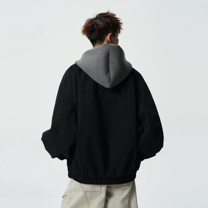 Retro Faux Two-Piece Hooded Jacket 4